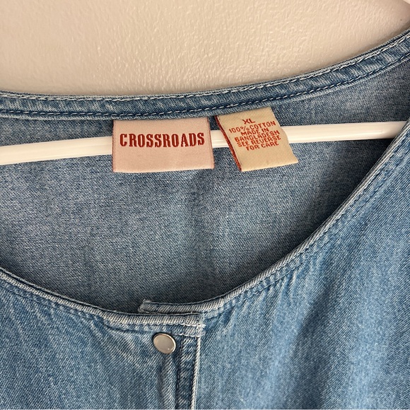 Vintage Crossroads Denim Pearl Snap Button T-Shirt - Picture 4 of 5